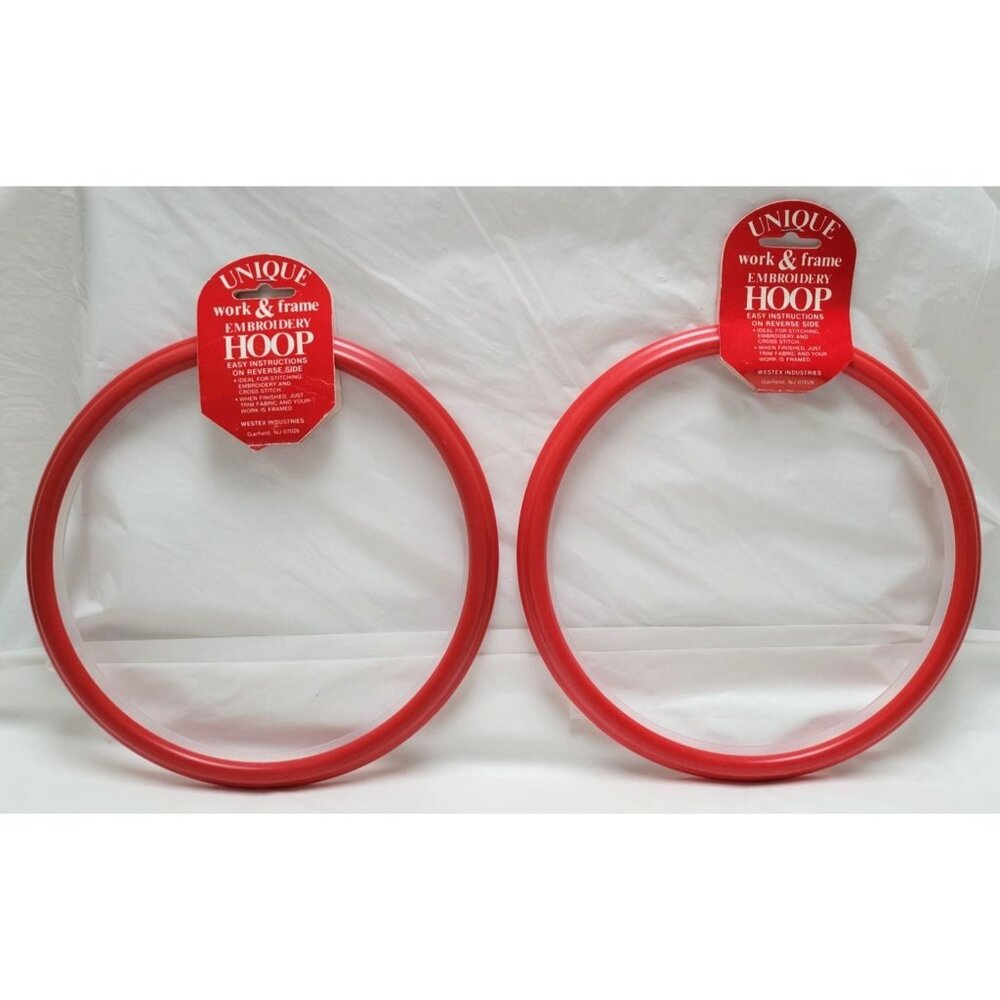 Lot of 2 Westex 8" Round Red Embroidery Plastic Hoops For Stitching Cross Stitch